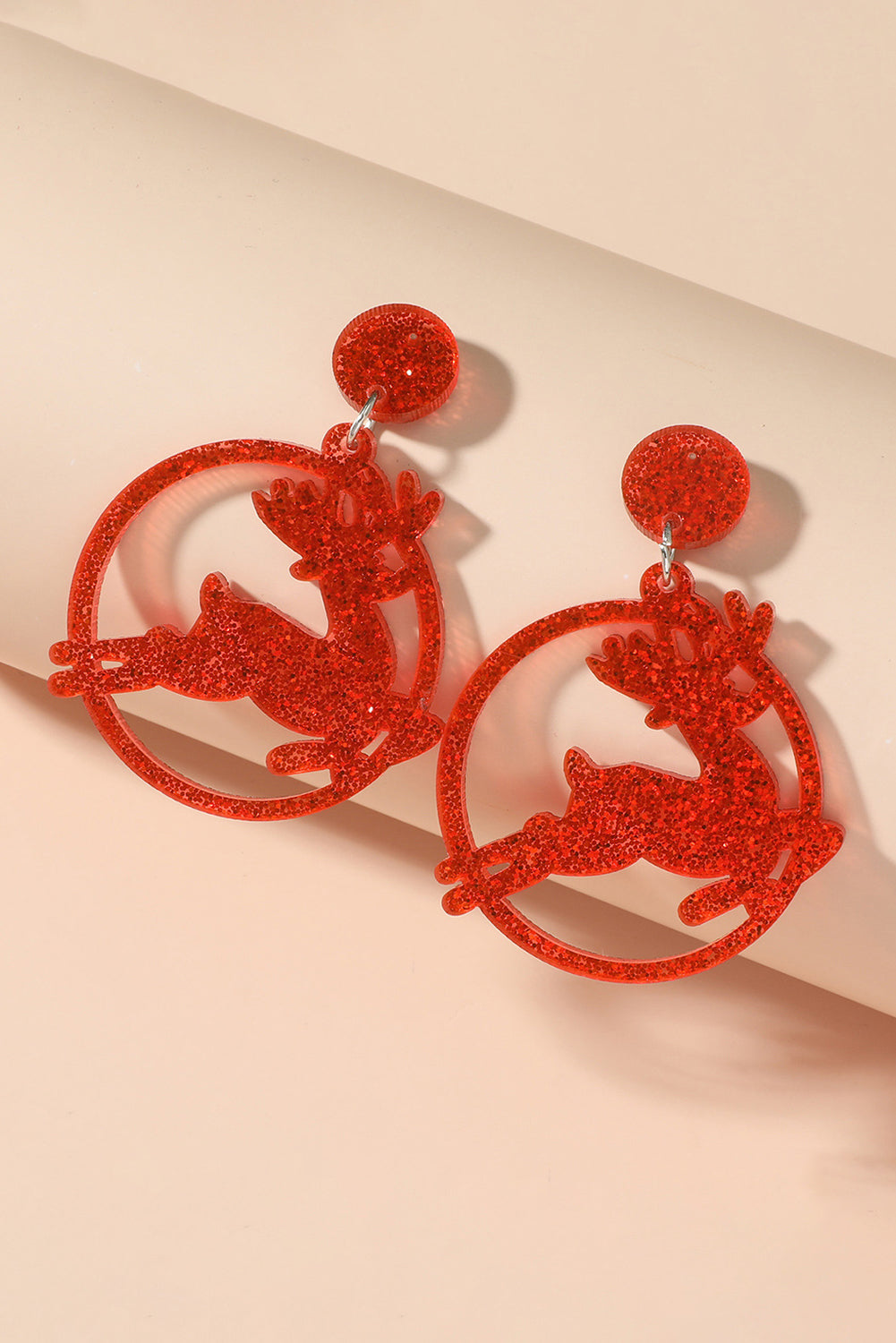 Fiery Red Christmas Tree Acrylic Stud Earrings