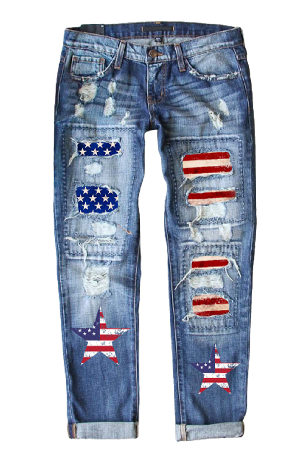 Star American Flag Graphic Jeans for Women