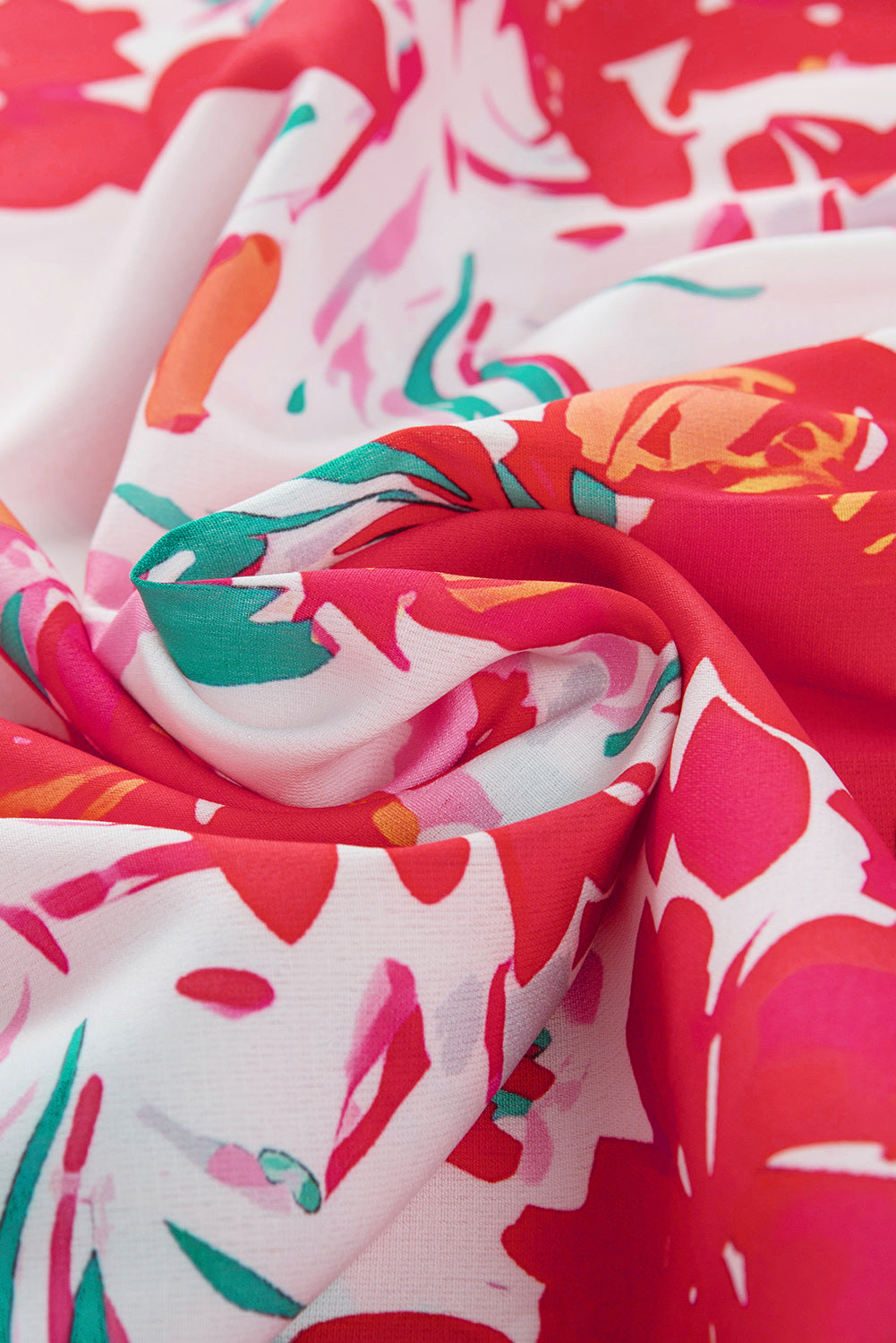 Red Floral Printed Square Neck Blouse