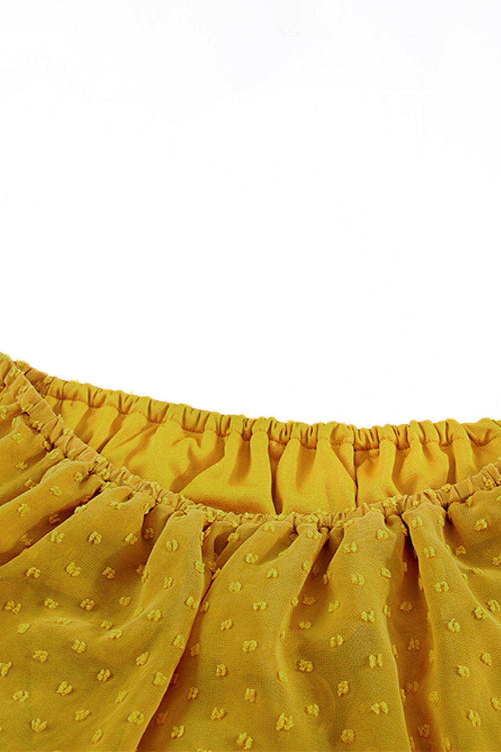 Sky Blue Yellow Yellow Off Shoulder Ruffle Swiss Dot Maxi Dress