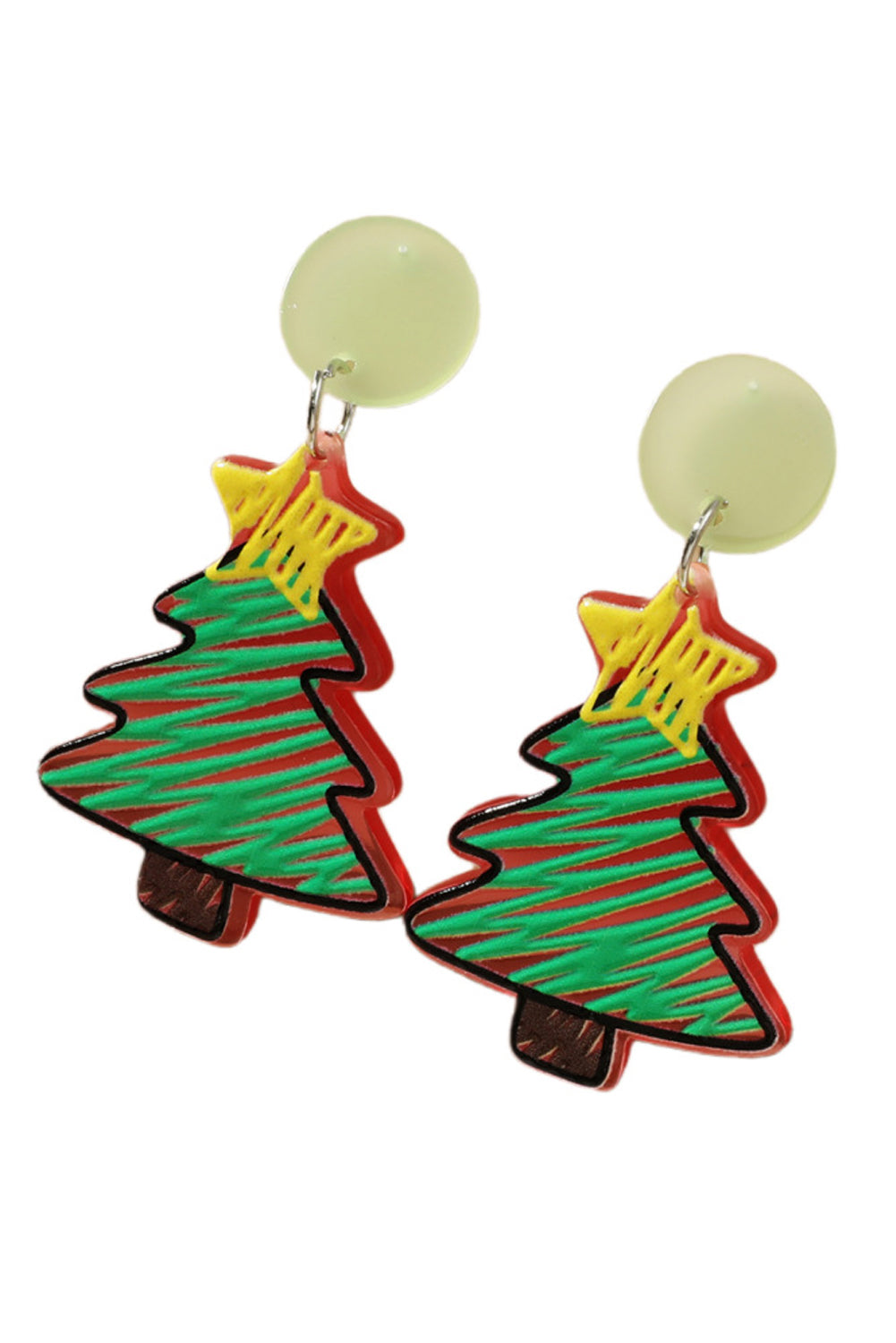 Fiery Red Christmas Tree Acrylic Stud Earrings