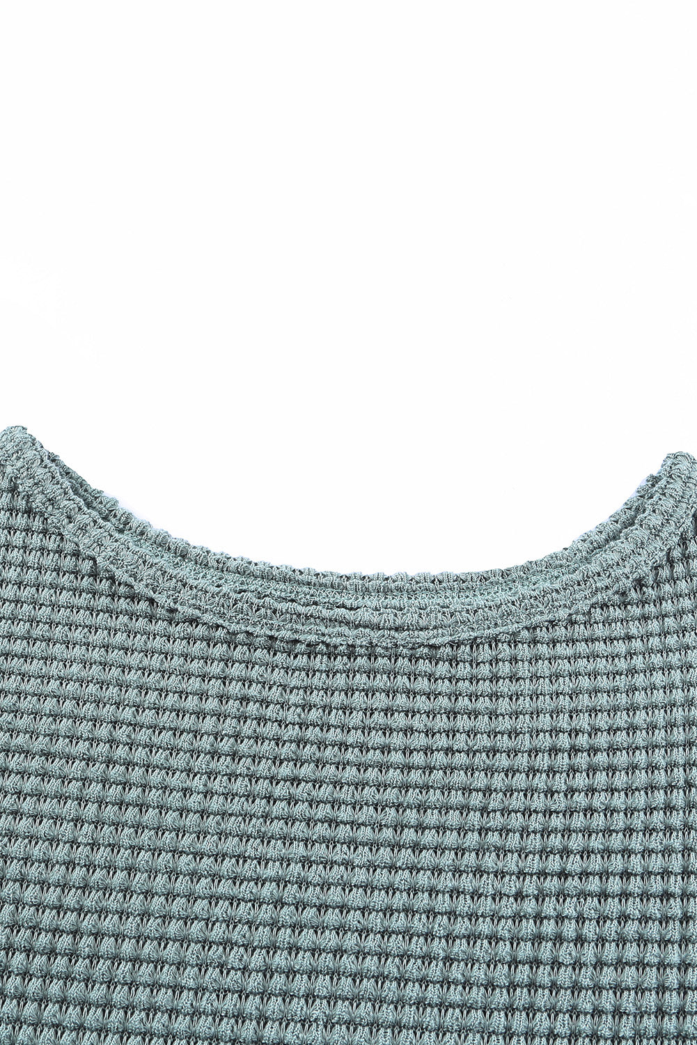 Khaki Waffle Knit Drop Shoulder Long Sleeve Top