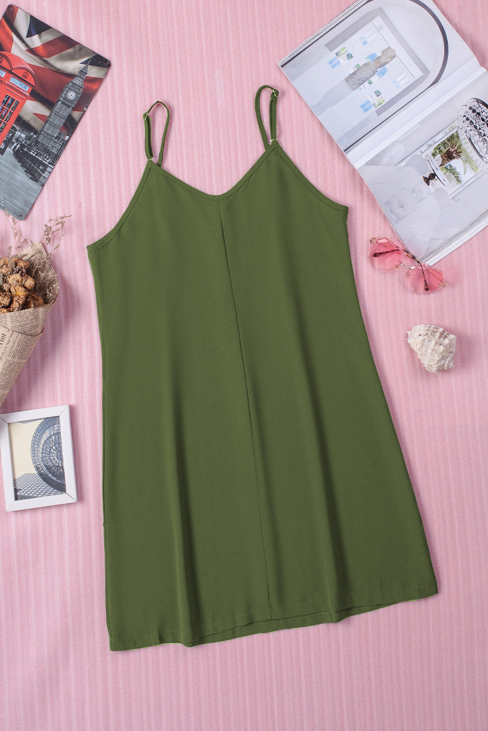 Green Buttoned Slip Dress