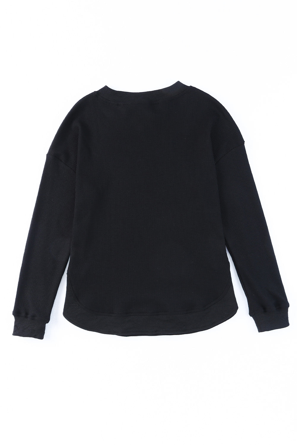 Apricot Crew Neck Ribbed Trim Waffle Knit Top