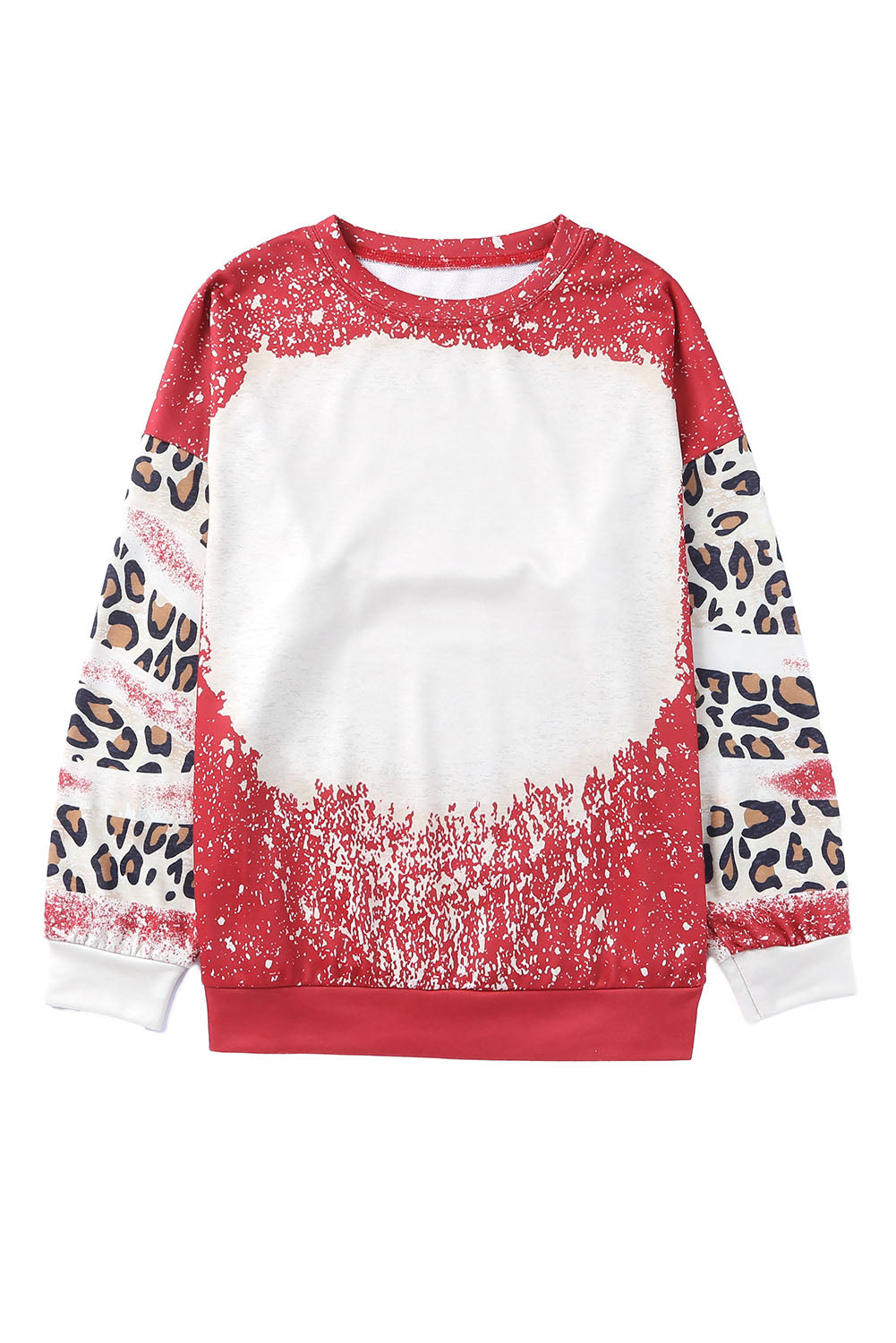 Blank Apparel - Fiery Red Tie Dye Leopard Drop Shoulder Sweatshirt