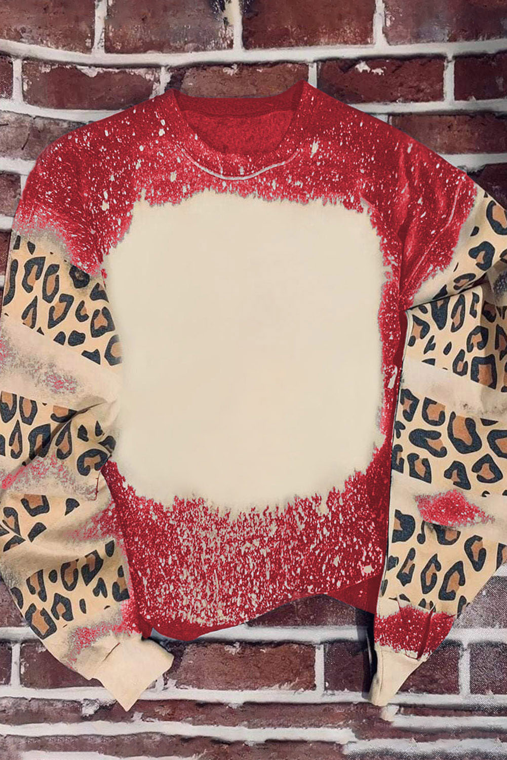 Blank Apparel - Fiery Red Tie Dye Leopard Drop Shoulder Sweatshirt