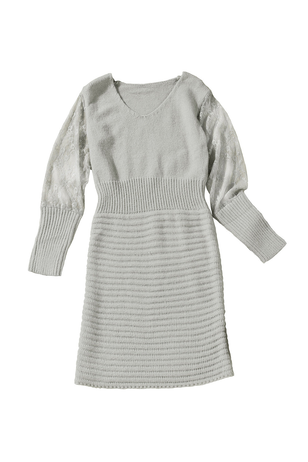 Black Lace Sleeve Patchwork Sweater Dress