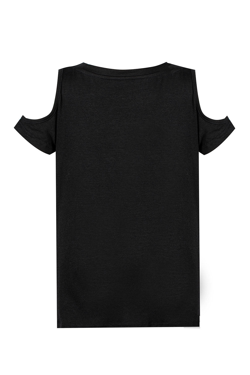 Black Cold Shoulder Twist Girls Short Sleeves Top