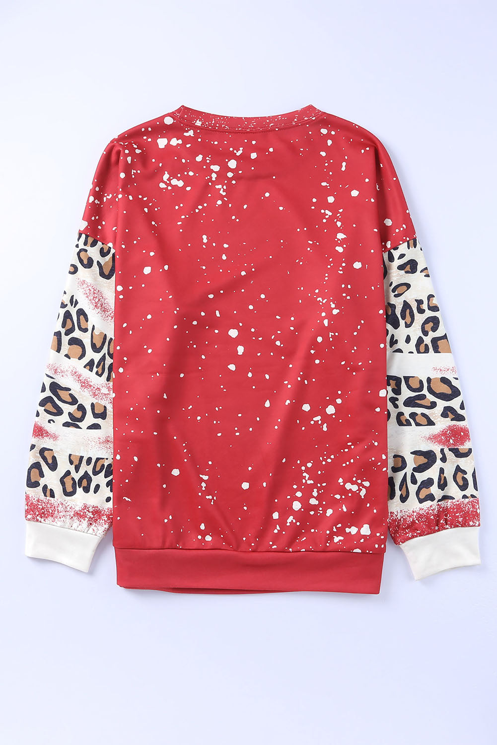 Blank Apparel - Fiery Red Tie Dye Leopard Drop Shoulder Sweatshirt