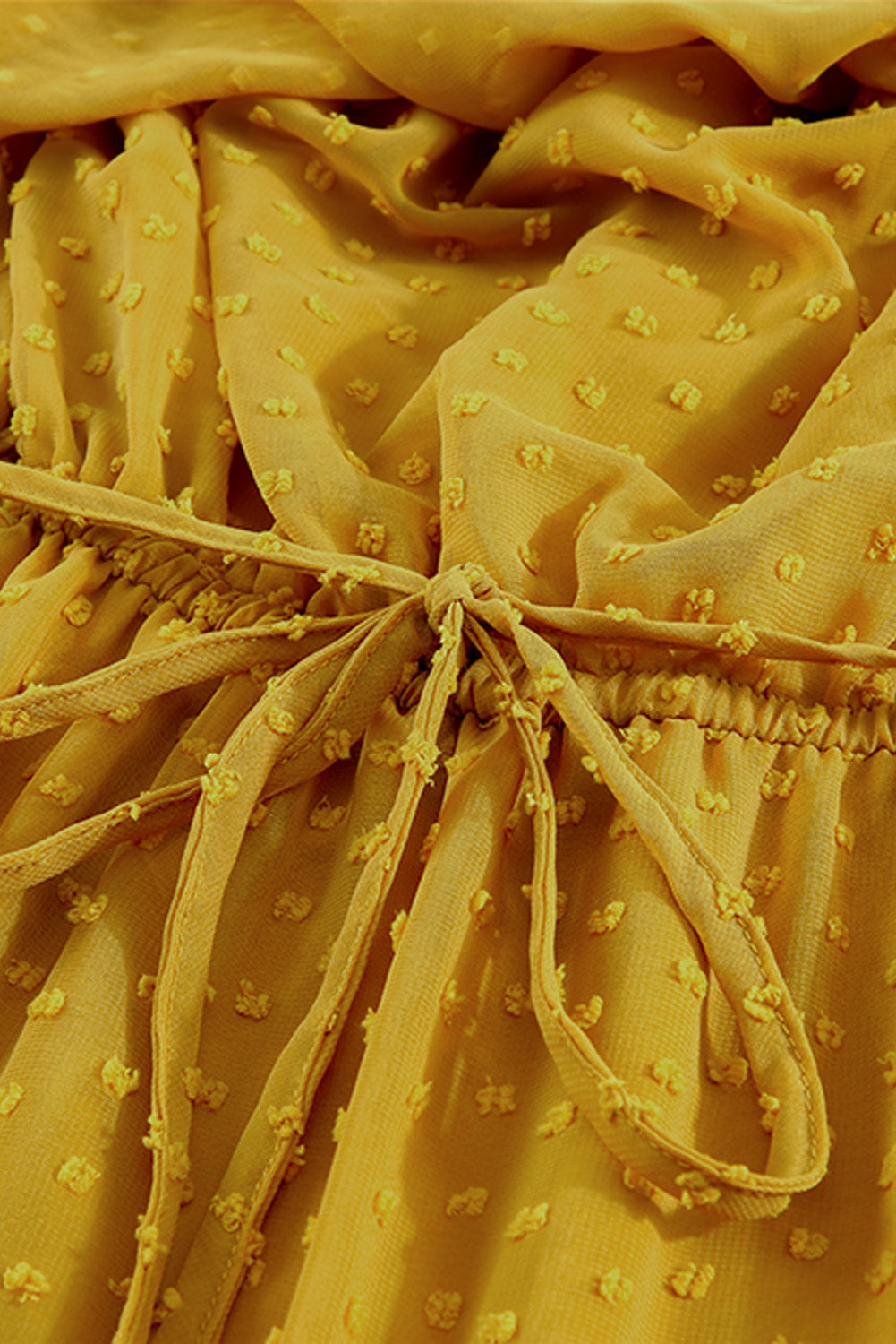 Sky Blue Yellow Yellow Off Shoulder Ruffle Swiss Dot Maxi Dress