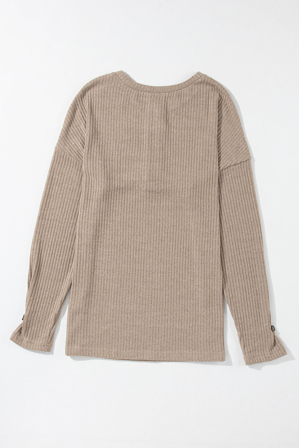 Jungle Green Rib Textured Henley Knit Top