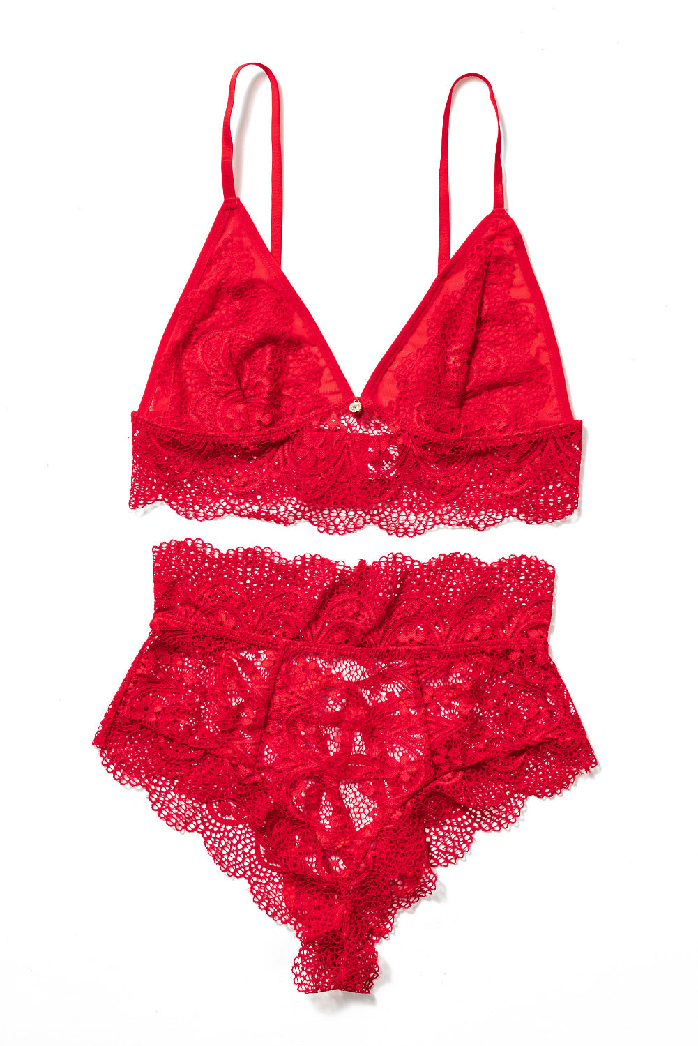 Sky Blue Strappy Lace Bralette High Waist Lace Up Panty Set