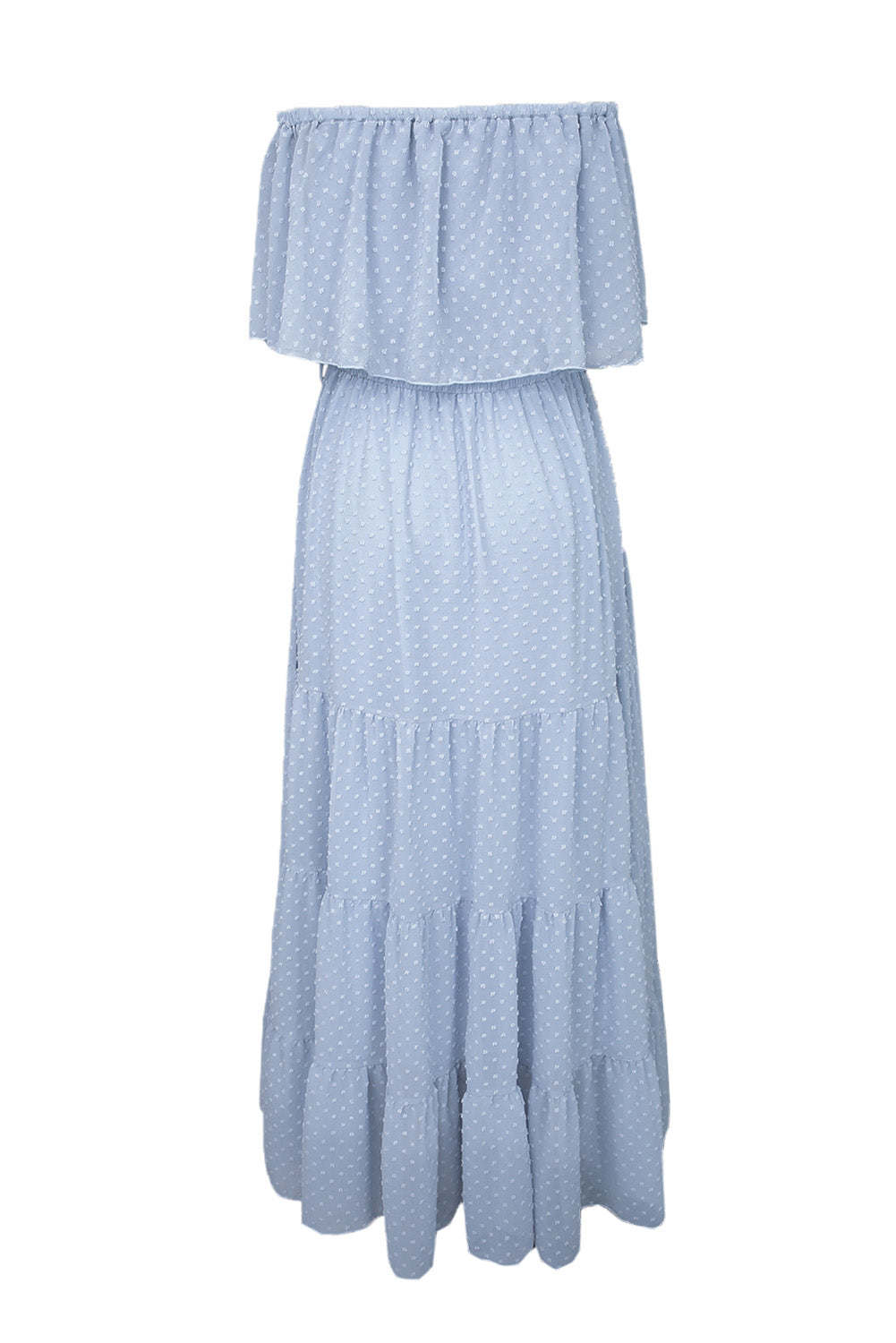 Sky Blue Yellow Yellow Off Shoulder Ruffle Swiss Dot Maxi Dress