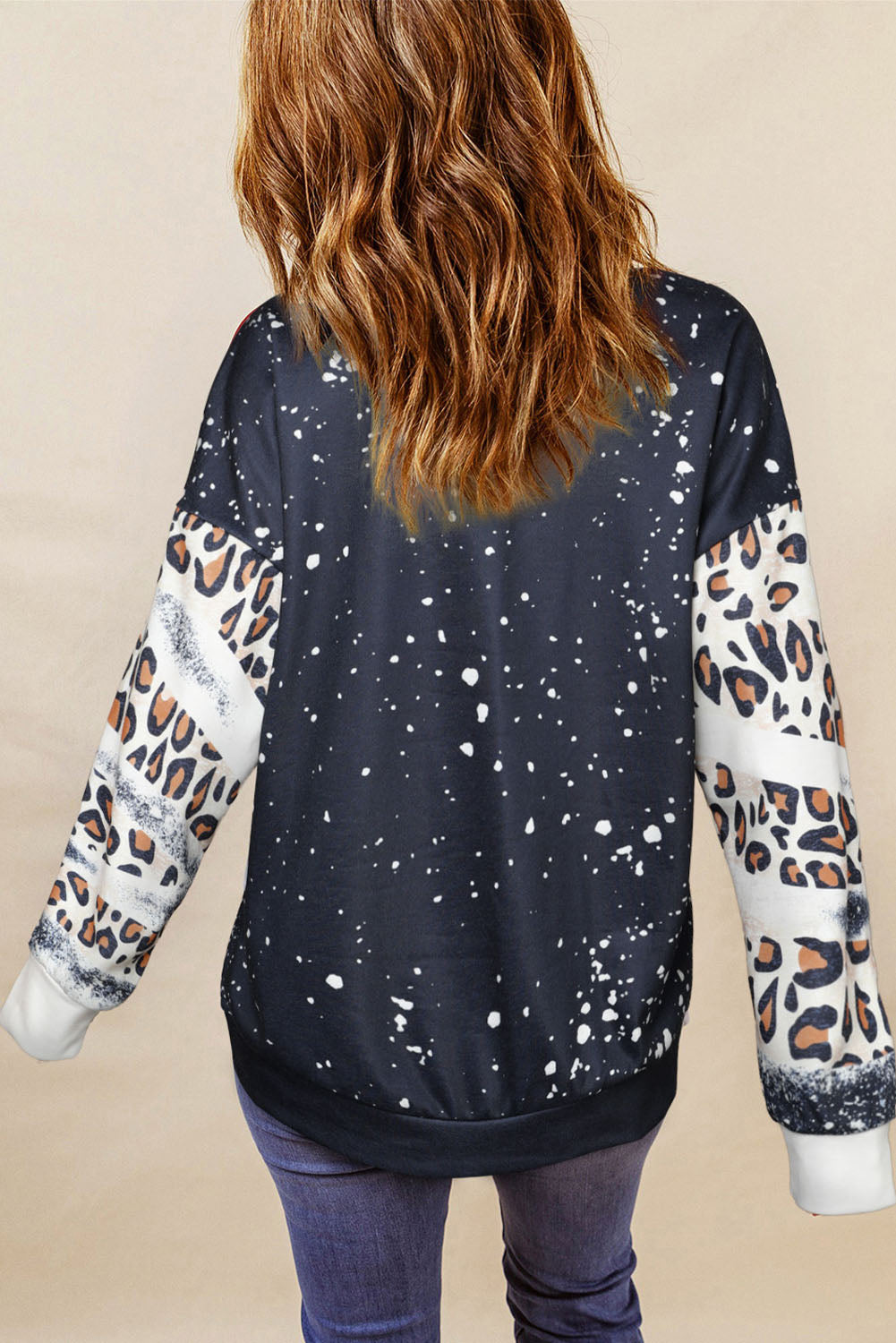 Blank Apparel - Fiery Red Tie Dye Leopard Drop Shoulder Sweatshirt