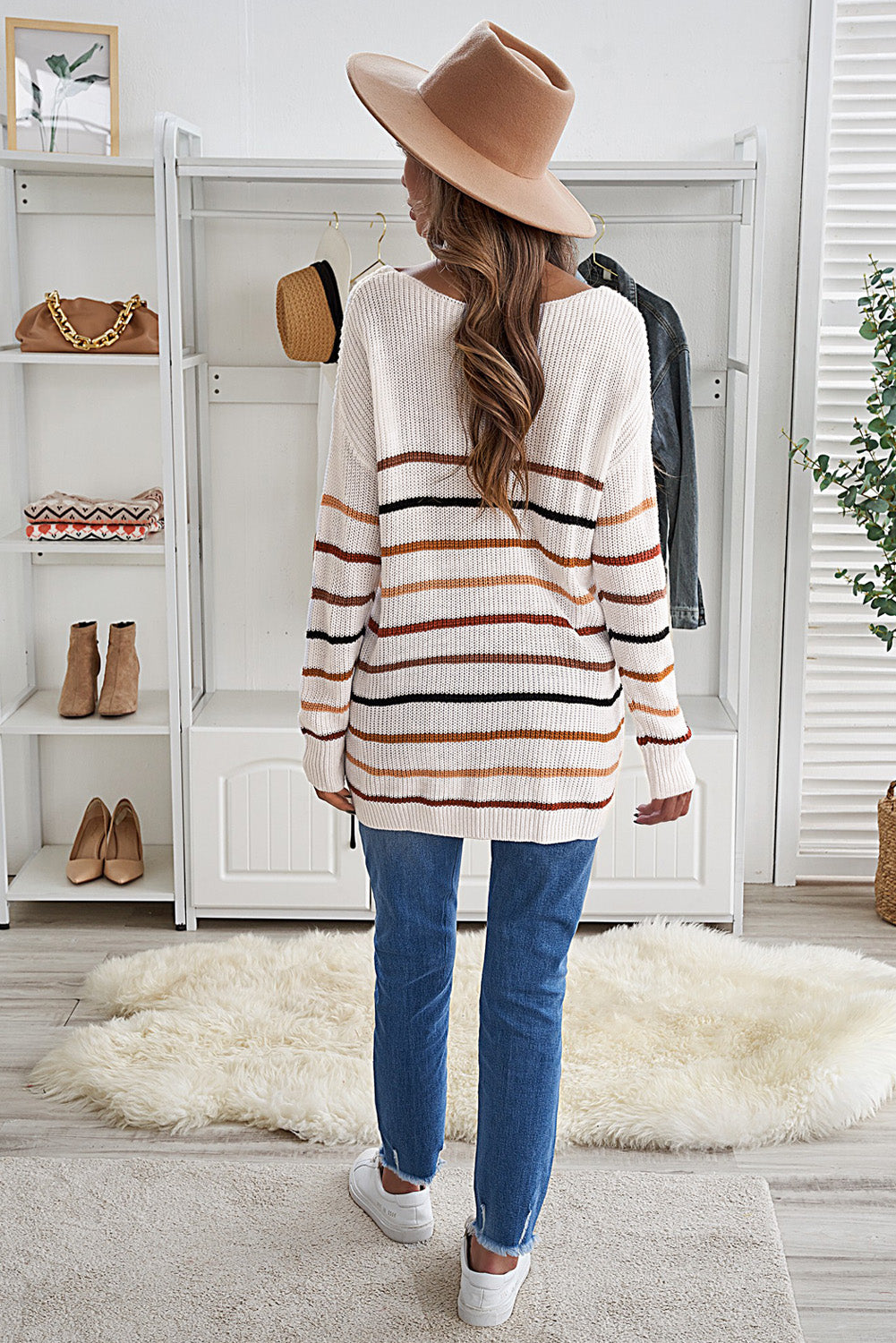 Blue Striped Knit Sweater