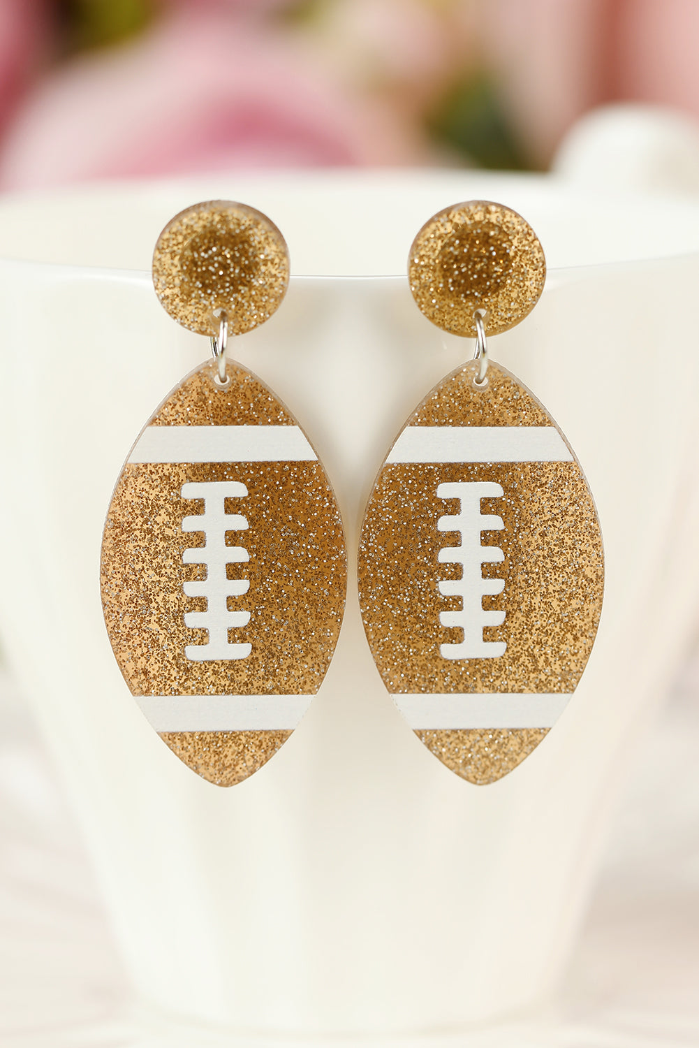 Glittering Rugby Pendant Earrings