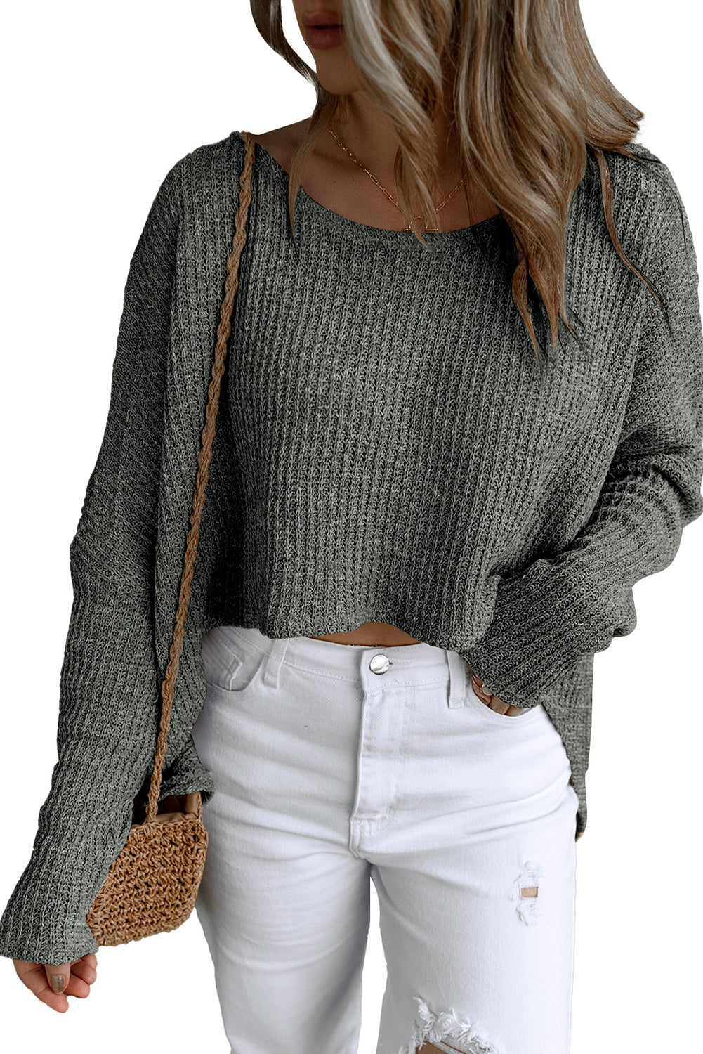 Bonbon Slouchy Dolman Sleeve High Low Sweater