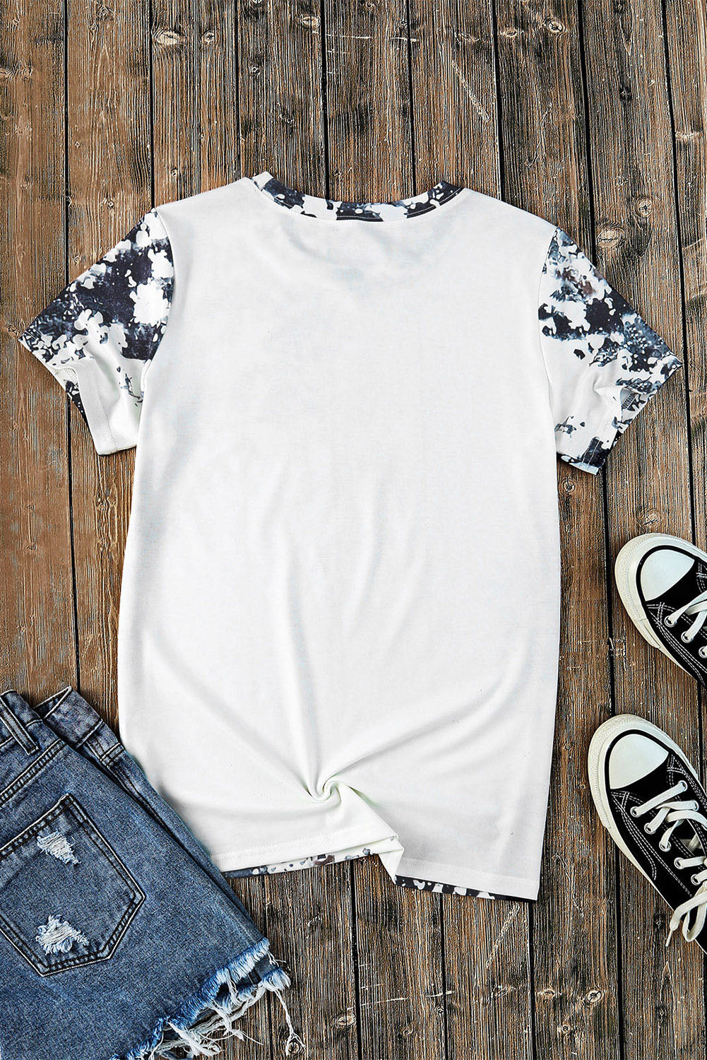 America Slogan Tie Dye Print Short Sleeve T Shirt