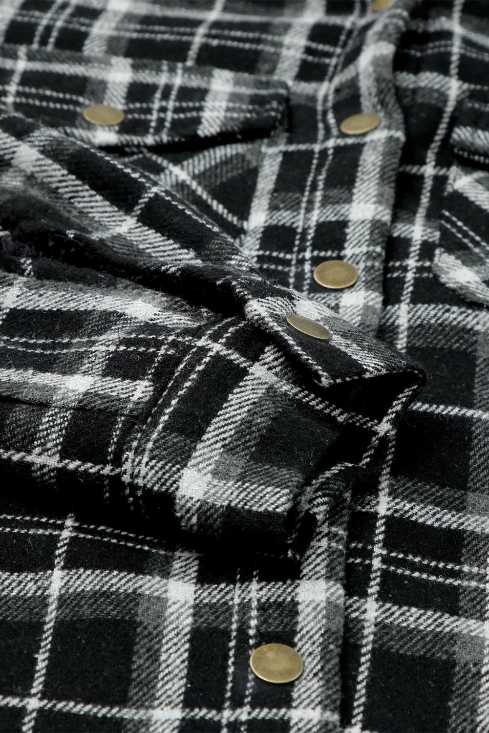 Blue Plaid Pattern Sherpa Lined Hooded Shacket