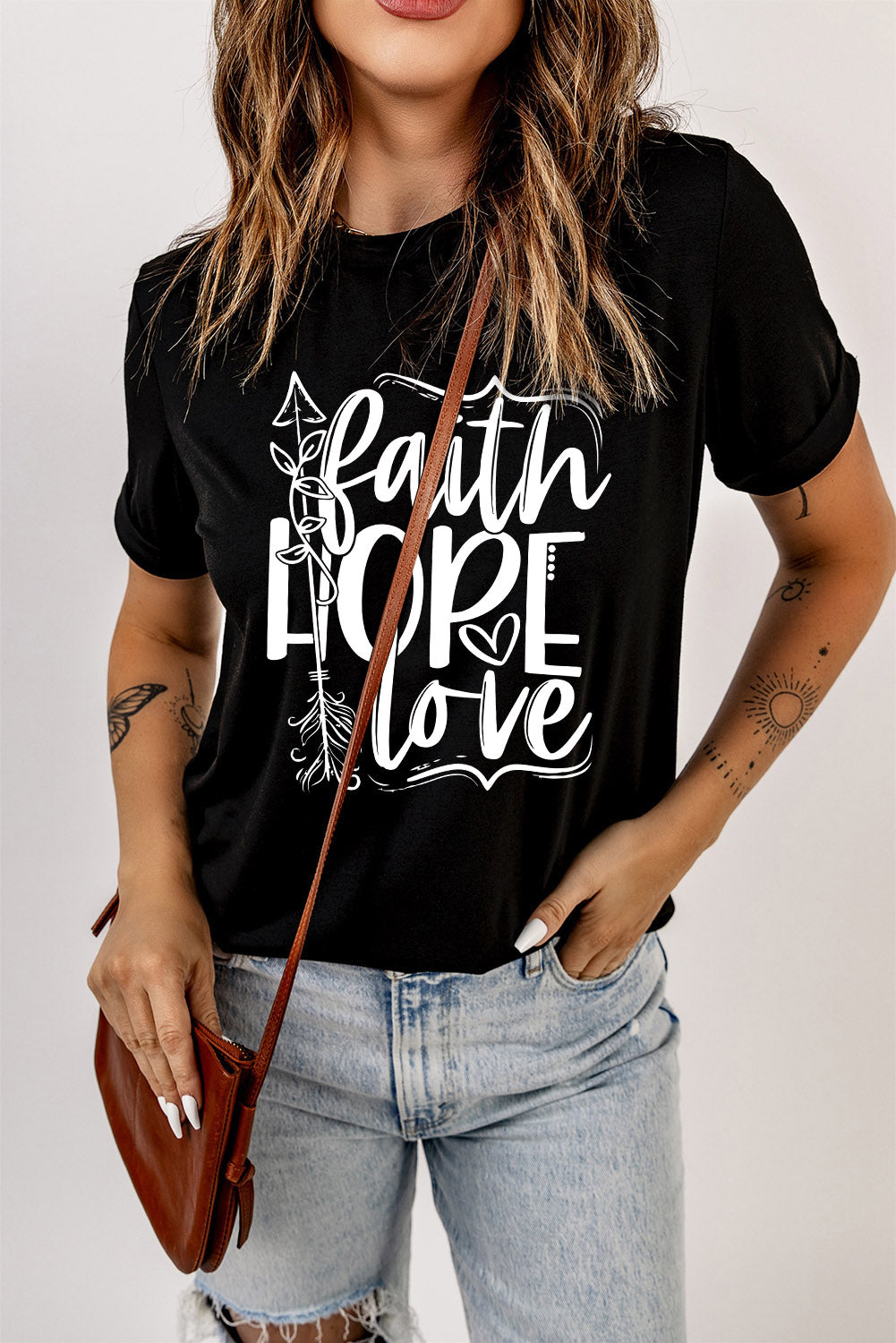 Faith Hope Love Graphic Print Short Sleeve T Shirt