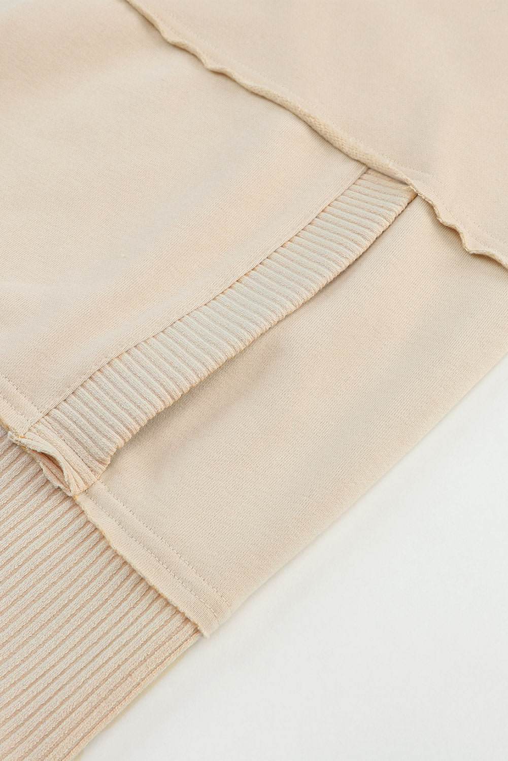 Gray Ribbed Hem Snap Button Neckline Sweatshirt with Pocket