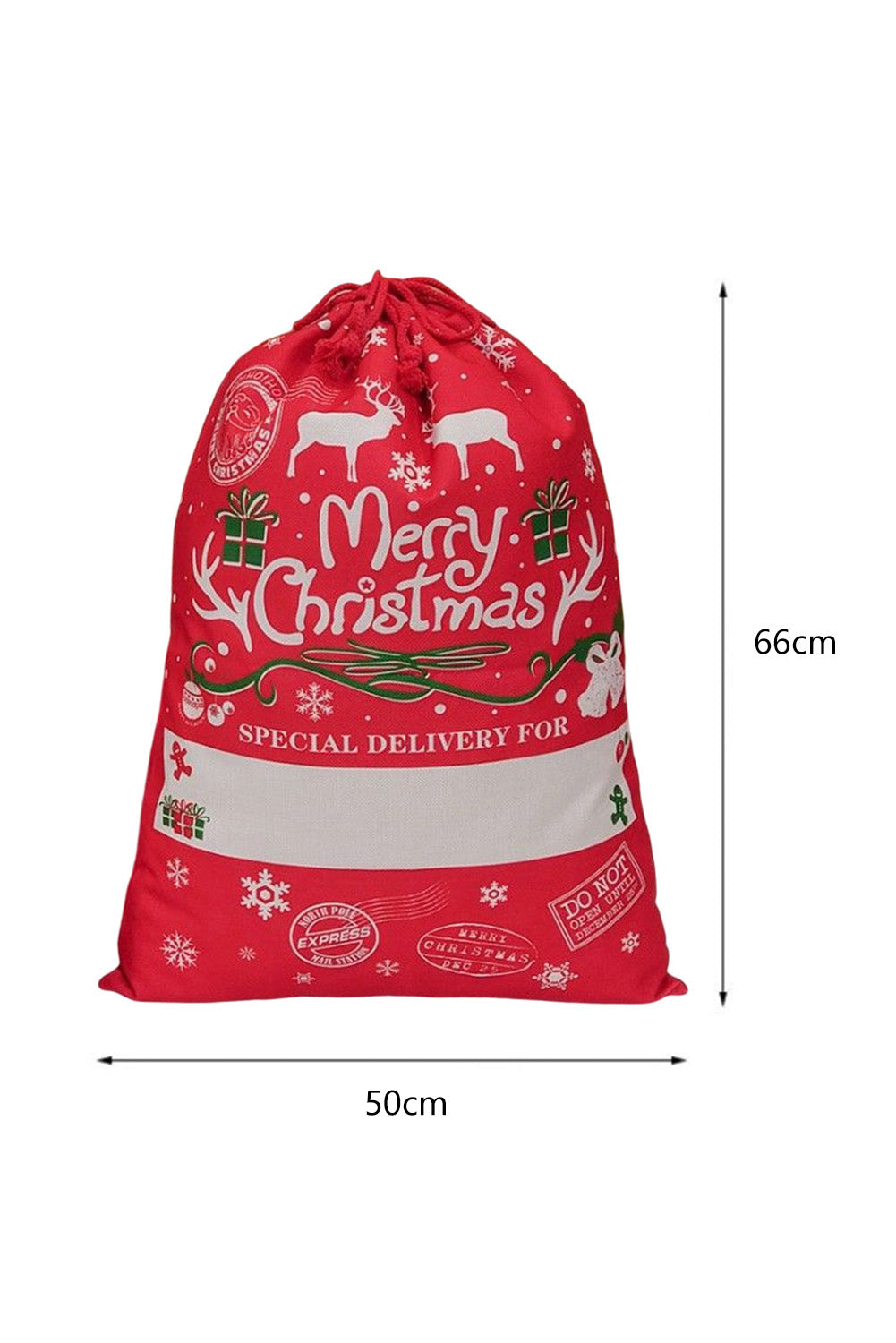 Fiery Red Christmas Drawstring Large Gift Bag