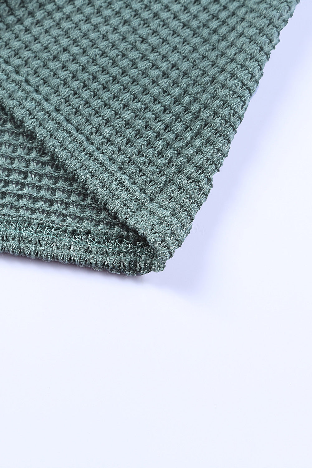 Khaki Waffle Knit Drop Shoulder Long Sleeve Top
