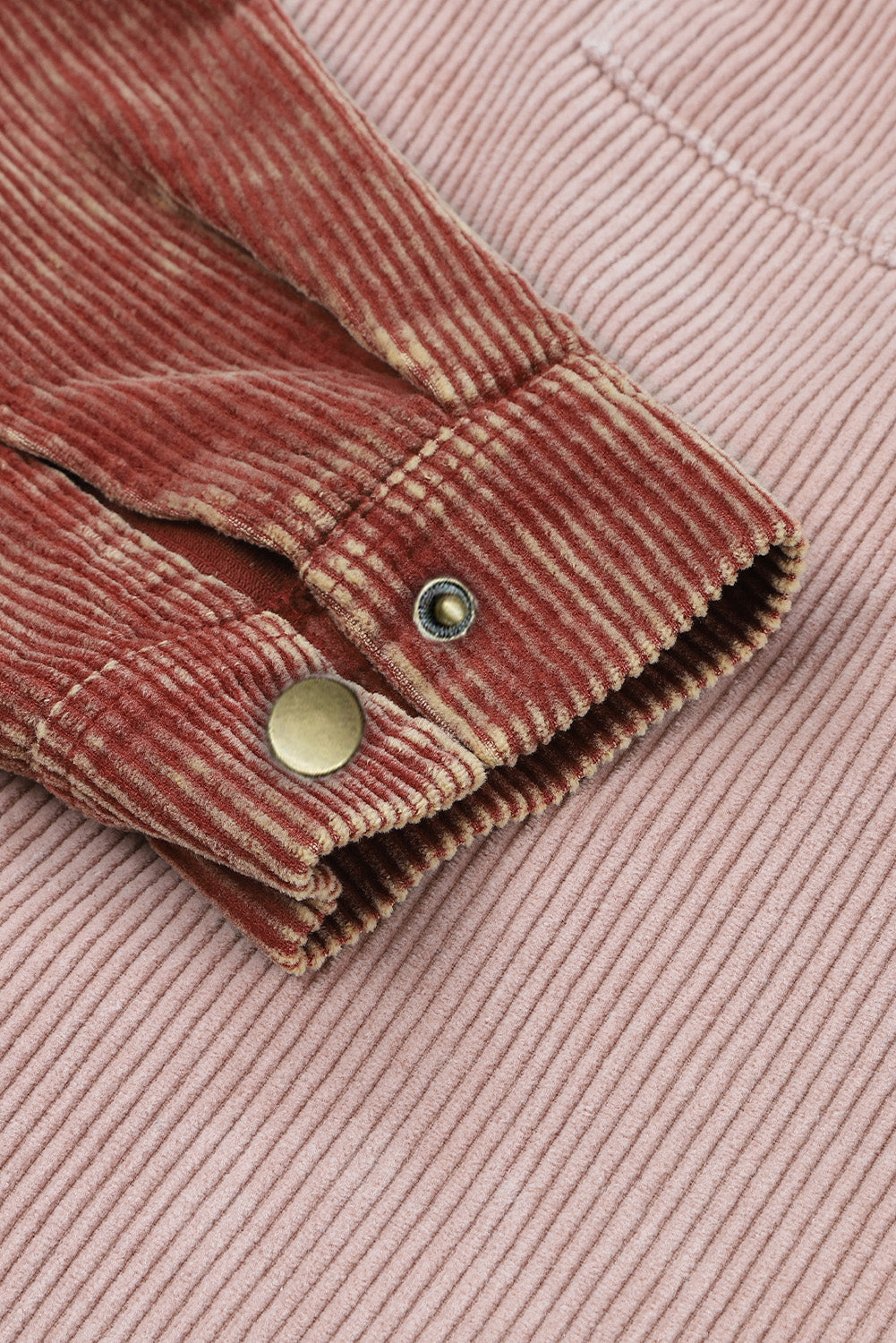 Color Block Button Down Hooded Corduroy Jacket