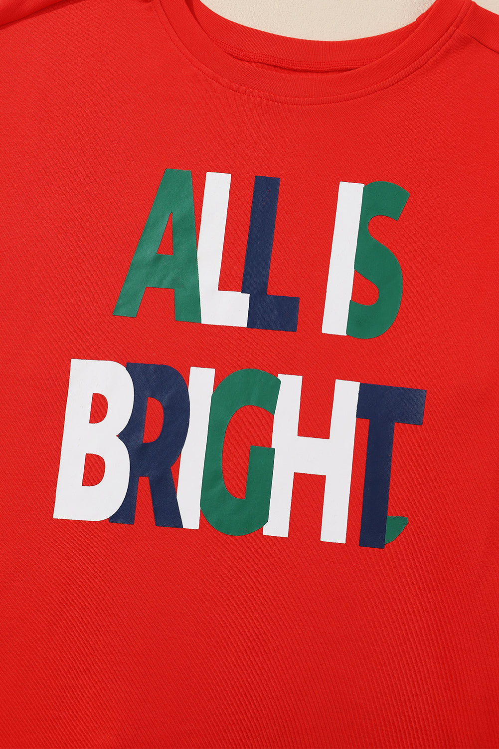 Multicolor ALL IS BRIGHT Graphic Christmas Plaid Pajamas Set