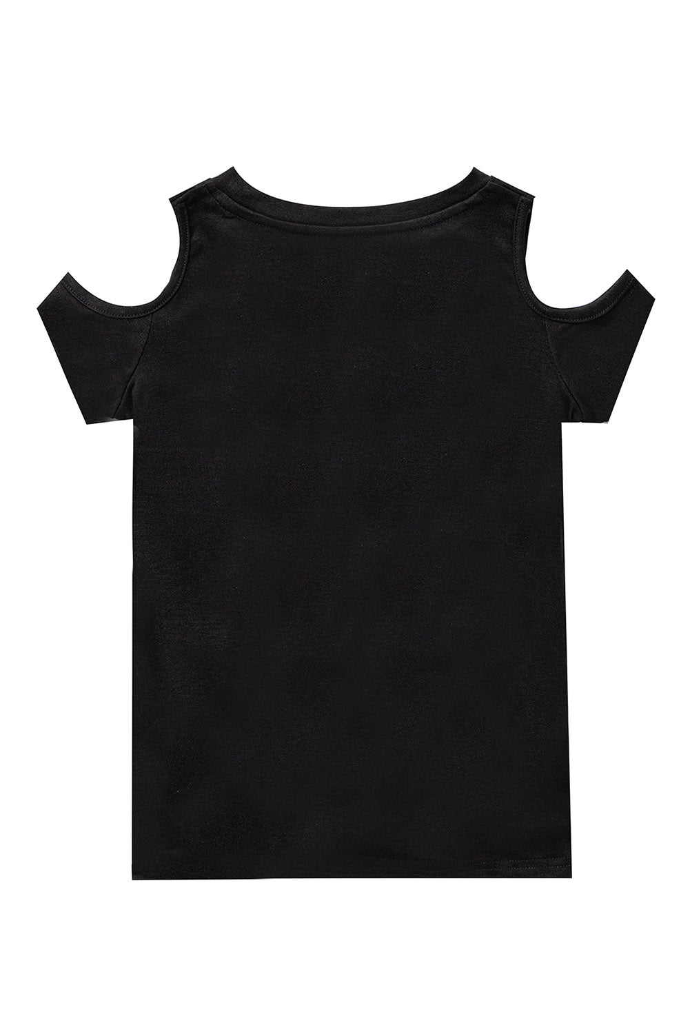 Black Cold Shoulder Twist Girls Short Sleeves Top