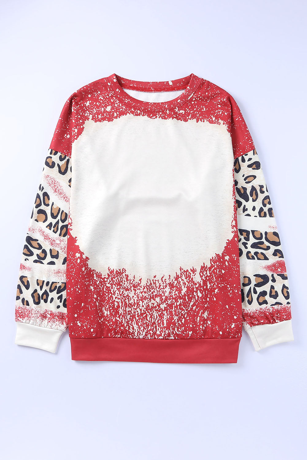 Blank Apparel - Fiery Red Tie Dye Leopard Drop Shoulder Sweatshirt