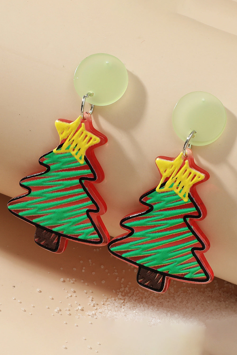 Fiery Red Christmas Tree Acrylic Stud Earrings