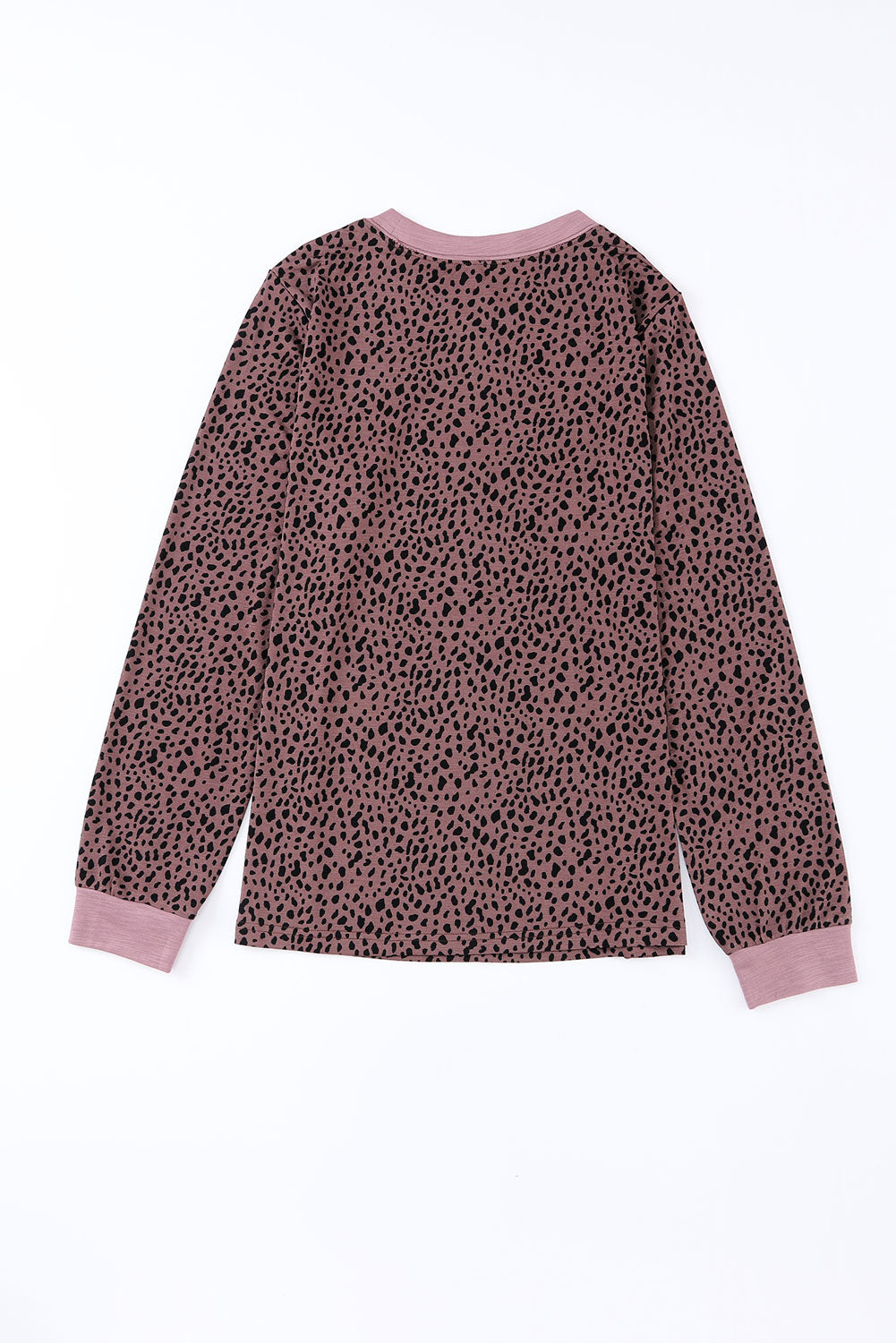 Animal Spotted Print Round Neck Long Sleeve Top