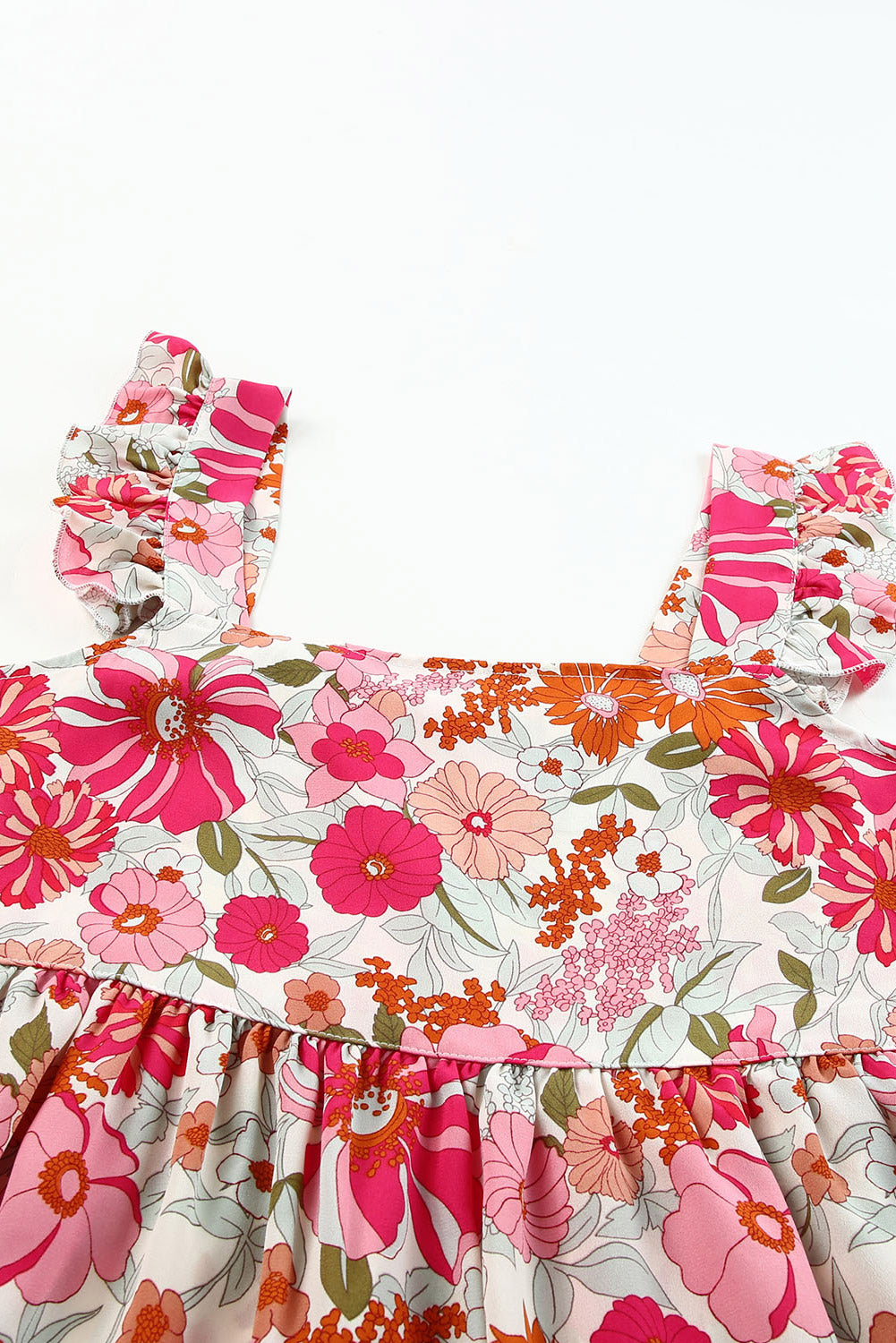 Purple Multicolor Flutter Floral Print Flowy Tank Top