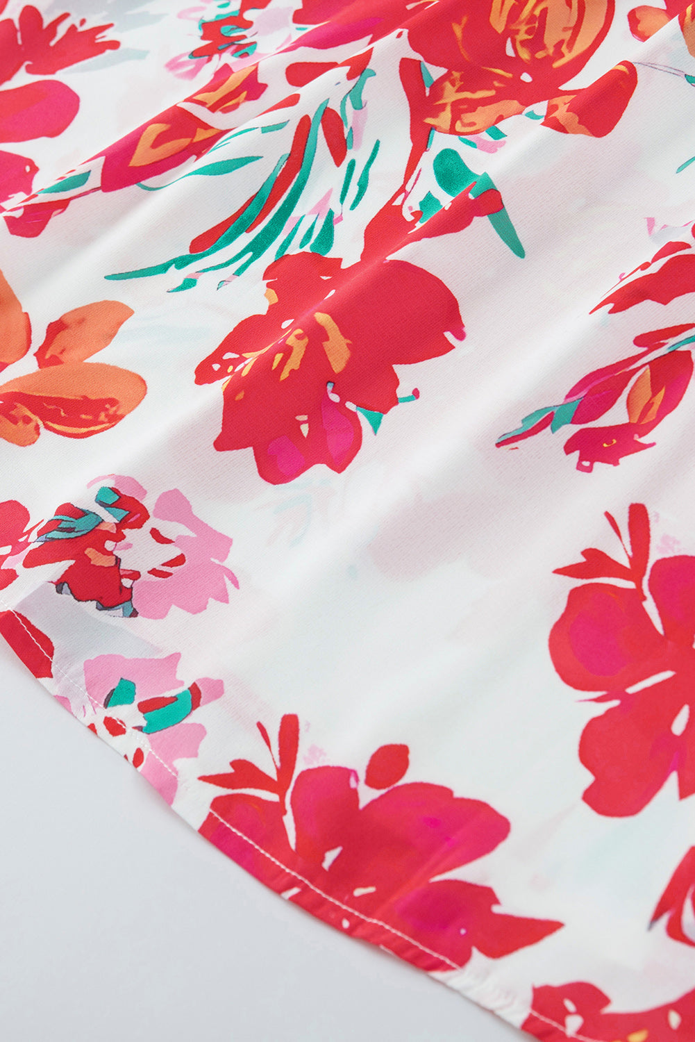 Red Floral Printed Square Neck Blouse