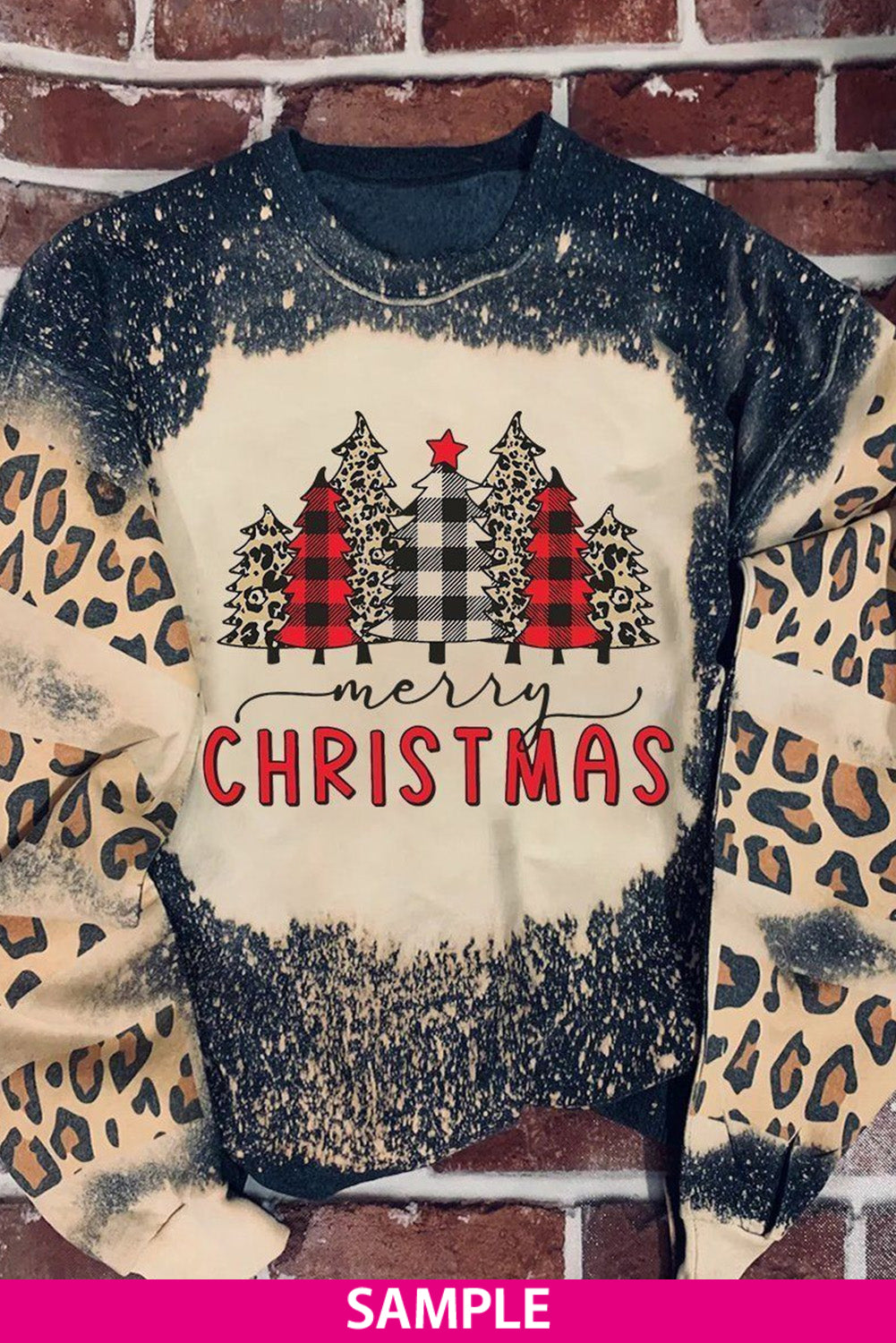 Blank Apparel - Fiery Red Tie Dye Leopard Drop Shoulder Sweatshirt