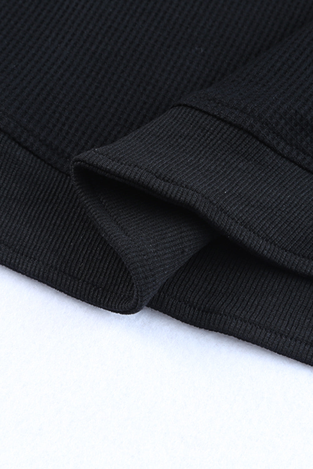 Apricot Crew Neck Ribbed Trim Waffle Knit Top