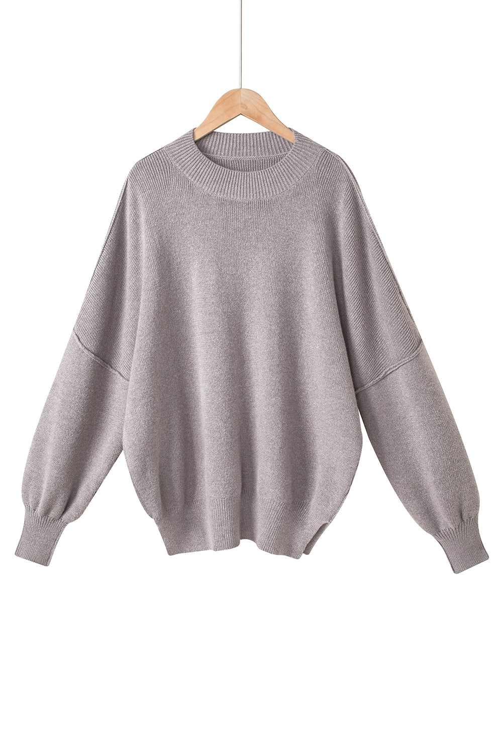 Black Oversized Drop Shoulder Bubble Sleeve Pullover Sweater