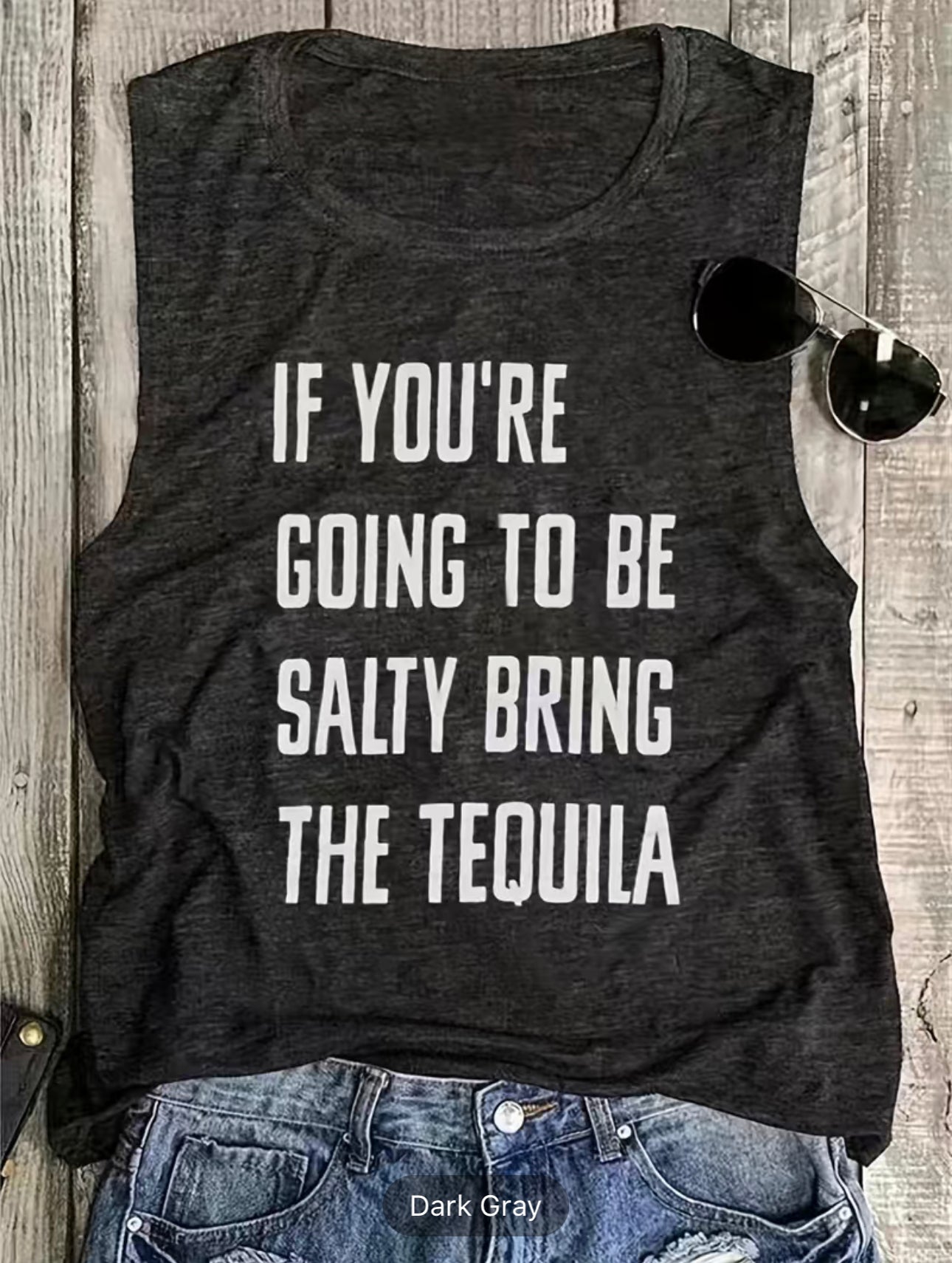 Women's Summer Casual Sleeveless Tank Top - Letter Print Crew Neck Tank Top