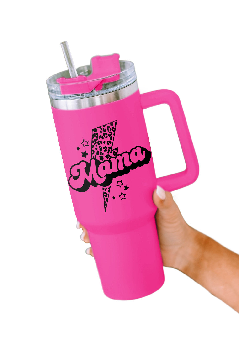 mama Leopard Lightning Print Portable Cup with Handle 40oz