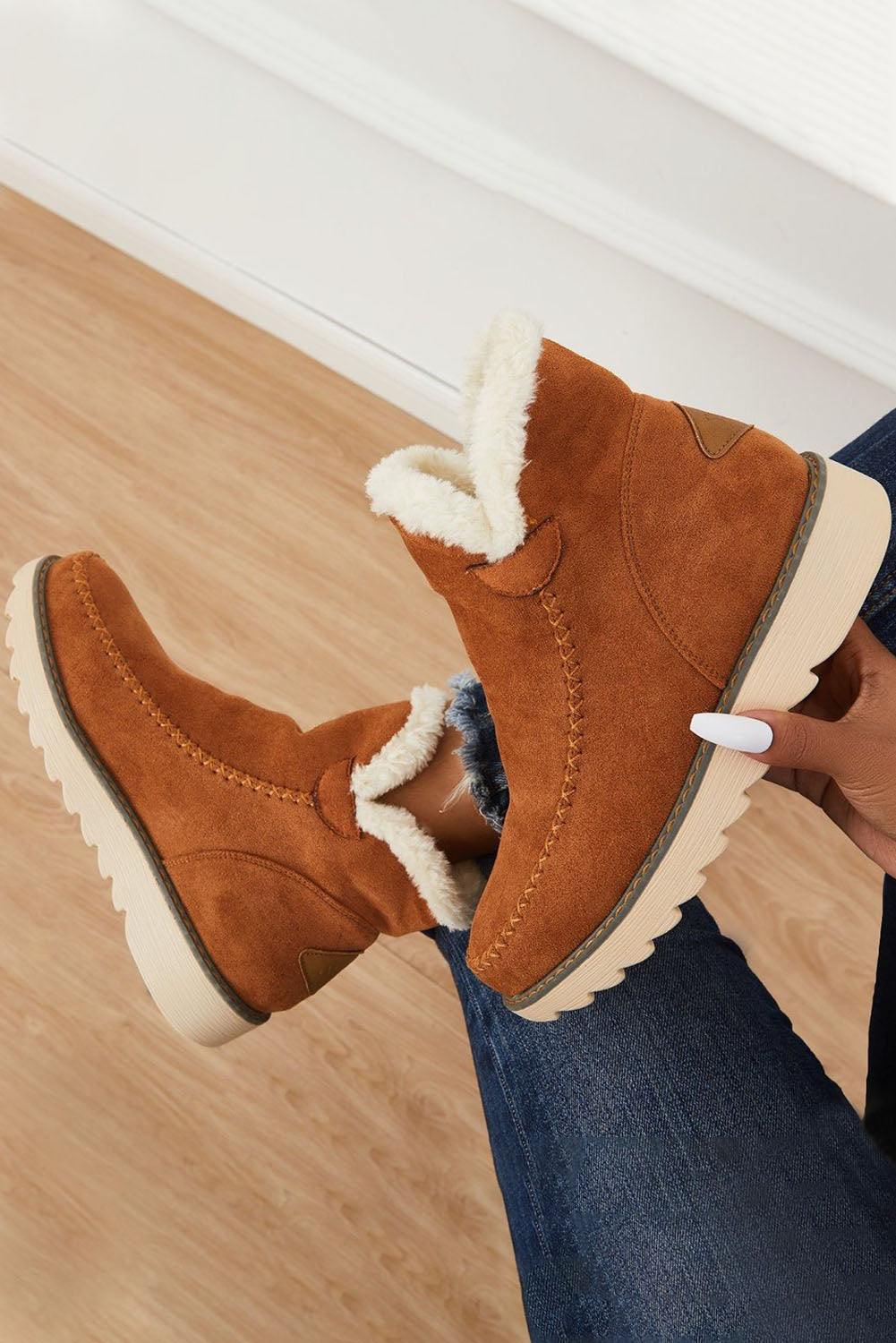 High Rise Ankle Fleece Lining Snow Boots