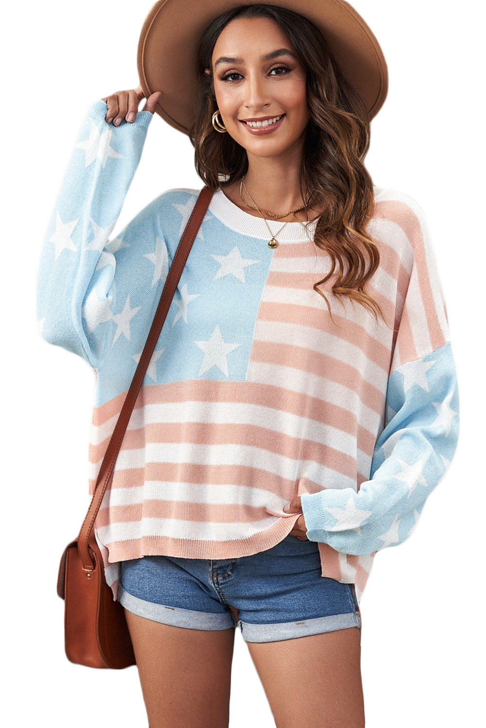 US Flag Print Sweater
