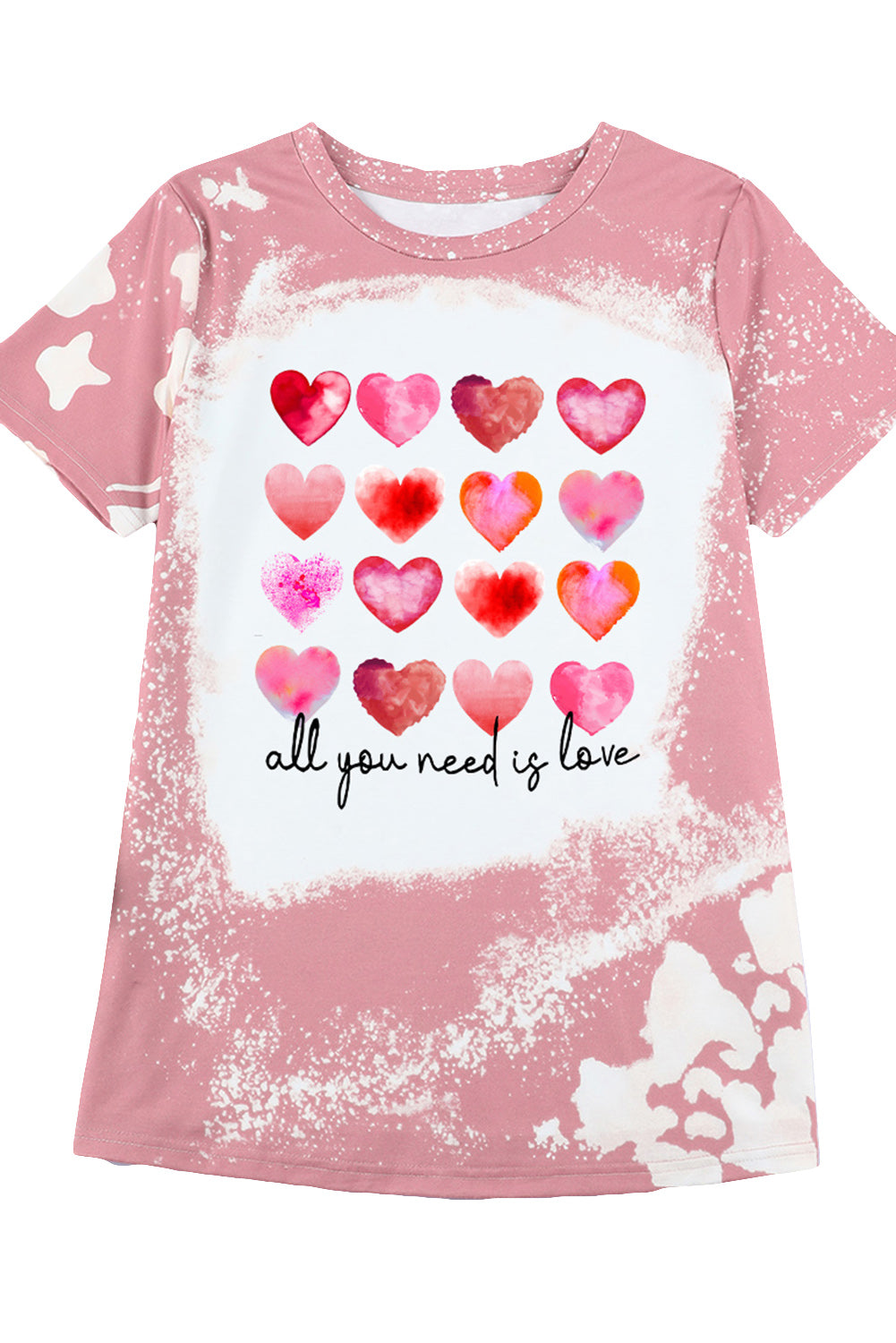 Heart Shaped Letter Tie Dye Print Short Sleeve T Shirt