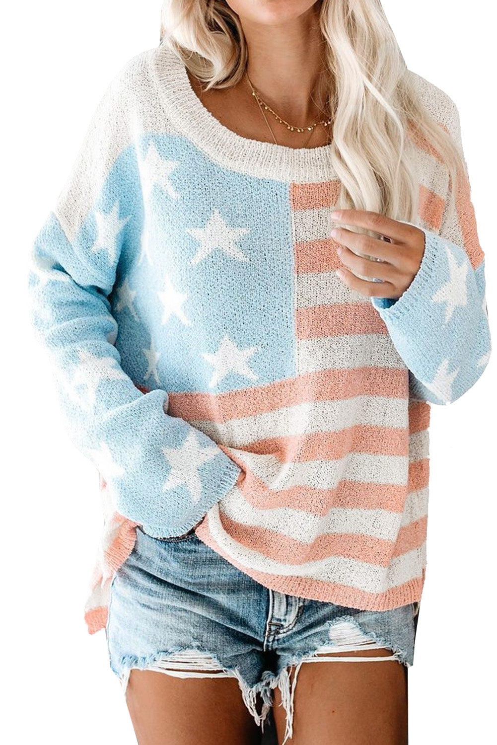 US Flag Print Sweater