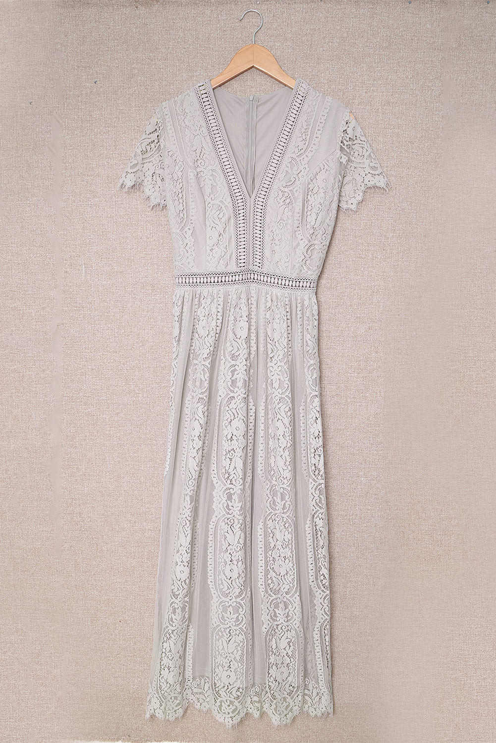Red Blue Fill Your Heart Lace Maxi Dress