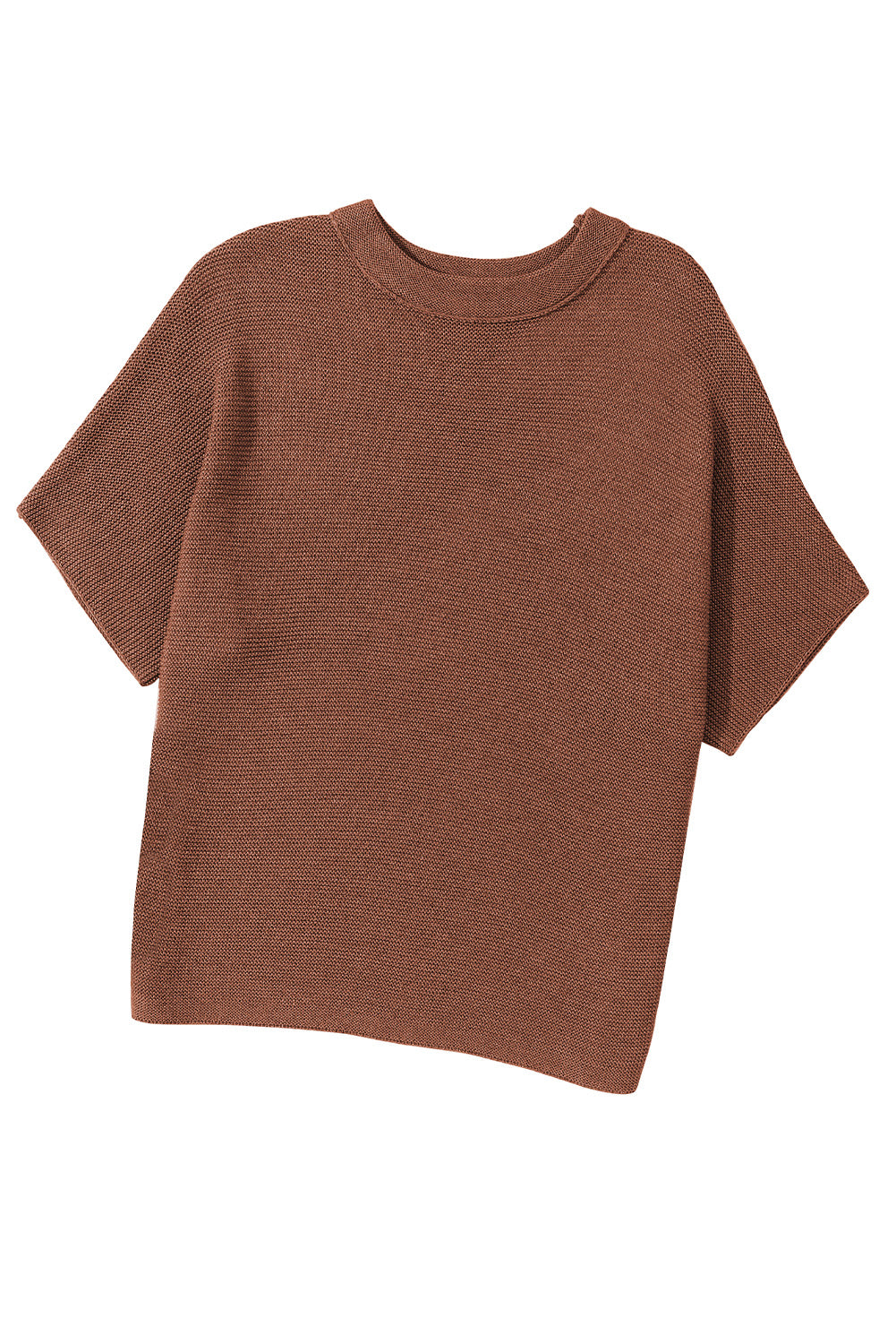 Apricot High Neck Short Bat Sleeve Sweater