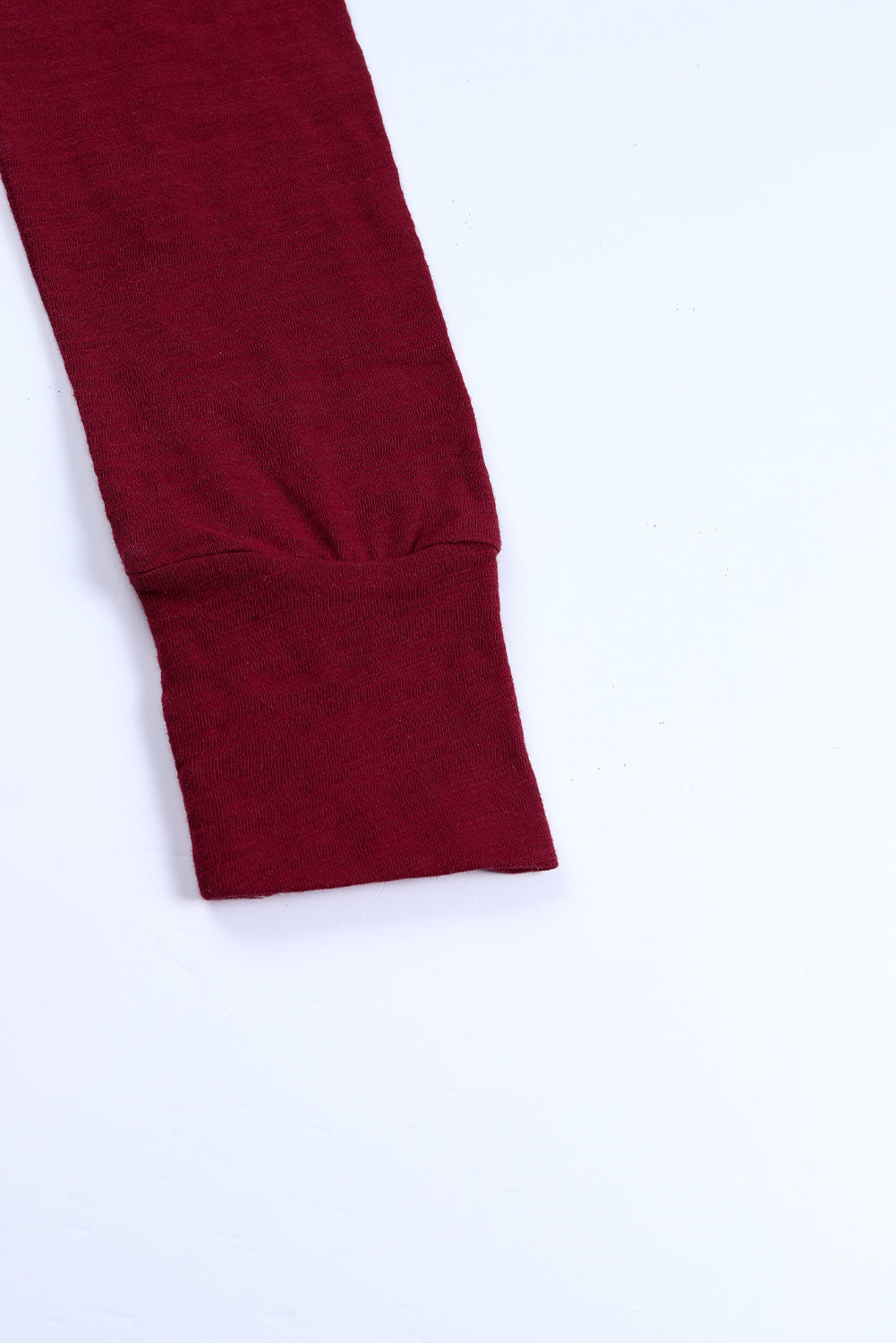 Red Solid Crew Neck Long Sleeve Top