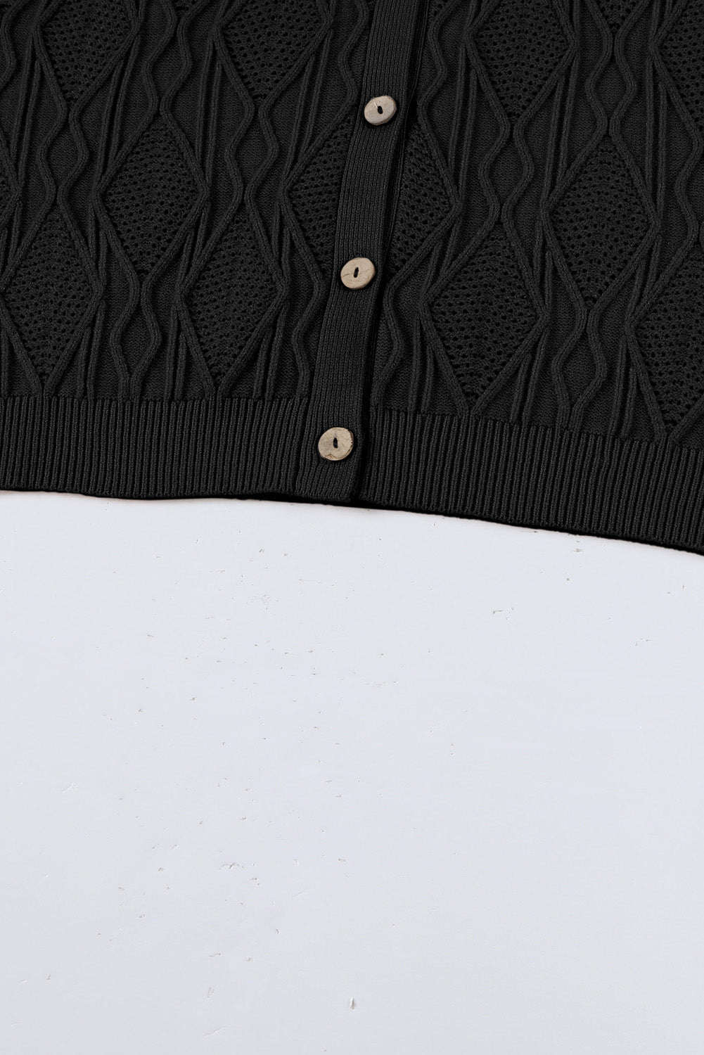 Apricot Plus Size Knitted Hollow out Button up Cardigan