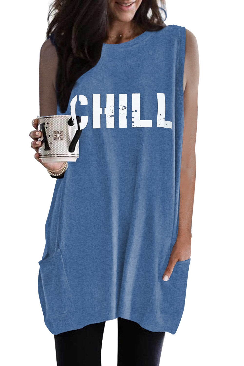 Stay golden Letters Graphic Tank with Pockets