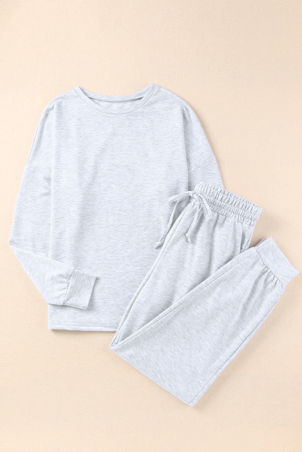 Blank Apparel - Gray Long Sleeve Pullover and Jogger Pants Lounge Set
